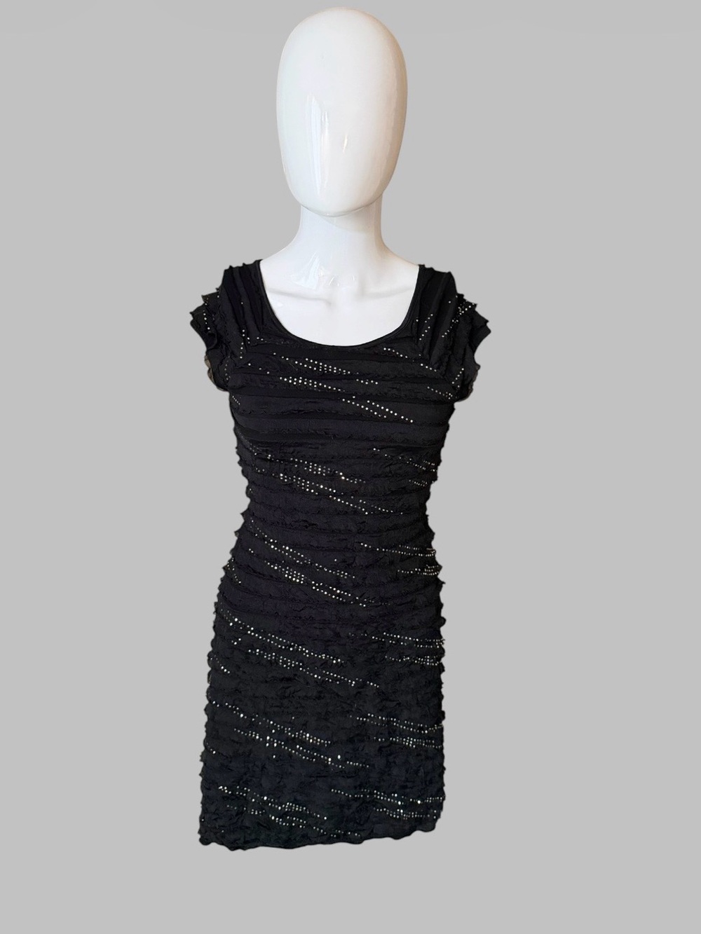 Speechless Black Ruched Mini Dress with Sparkle Size XS